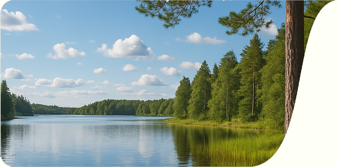 Calm forest lake in Northern Europe — Pelvic Institute partnership imagery